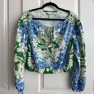 Gianni Bini Camilla Floral Linen Puff Sleeve Top